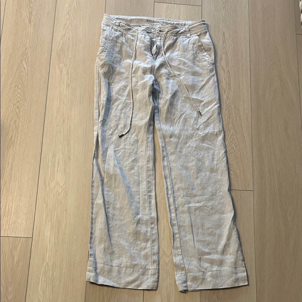 Guess Light Beige Linen-Blend Pants